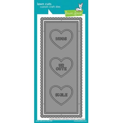 Lawn Fawn Lawn Cuts - Scalloped Slimline With Hearts: Portrait